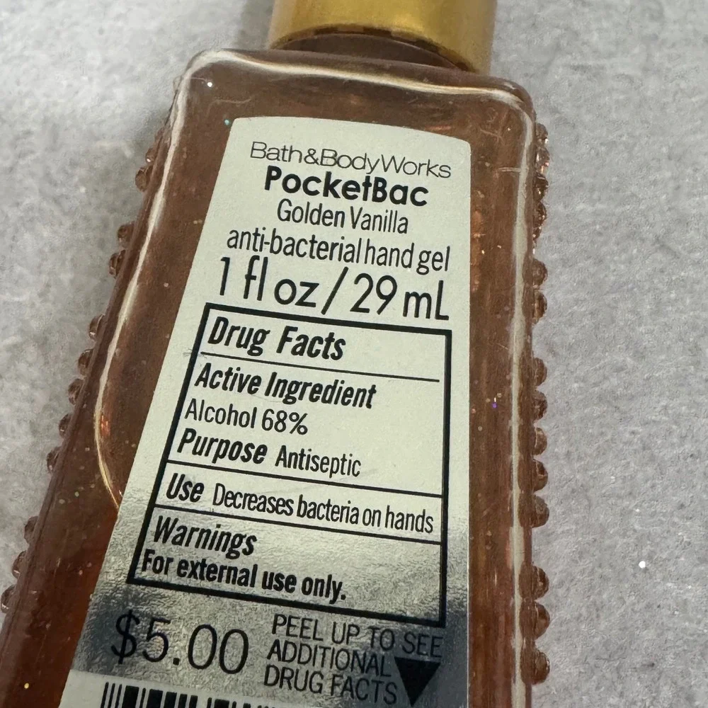 Bath & Body Works PocketBac Hand Gel Golden Vanilla Gold Studded Bottle 1oz